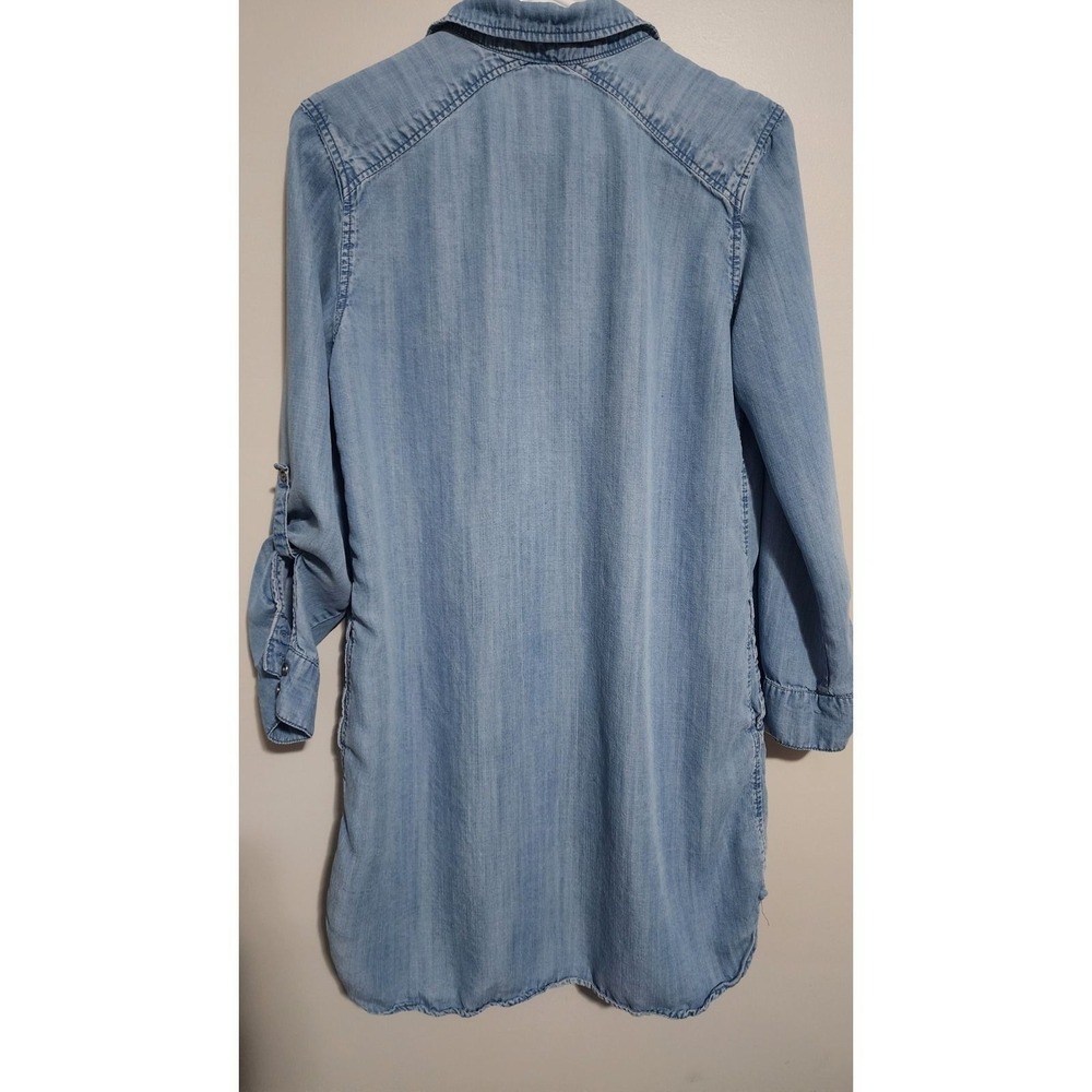 Philosophy Women's Button-Up Blue Chambray Tunic Dress 100% Tencel Medium - Picture 4 of 4